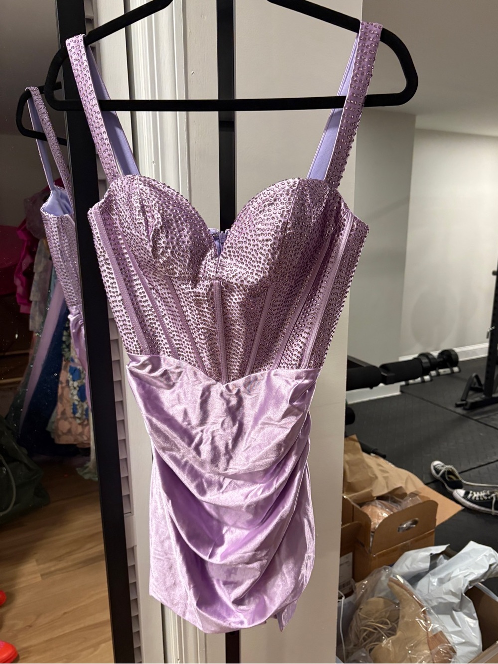 Lavender Sequin Bustier Mini Dress - homecoming hoco or Vegas bachelorette